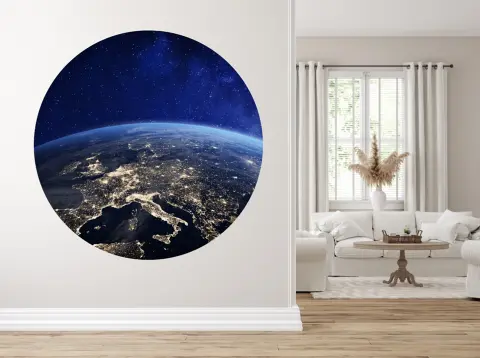 Adhesivo De Pared Luminoso Planeta Tierra - 60x29 Cm, Brilla En La Oscuridad, Diseño Espacial, Fácil De Pegar, Para Dormitorio O Salón
