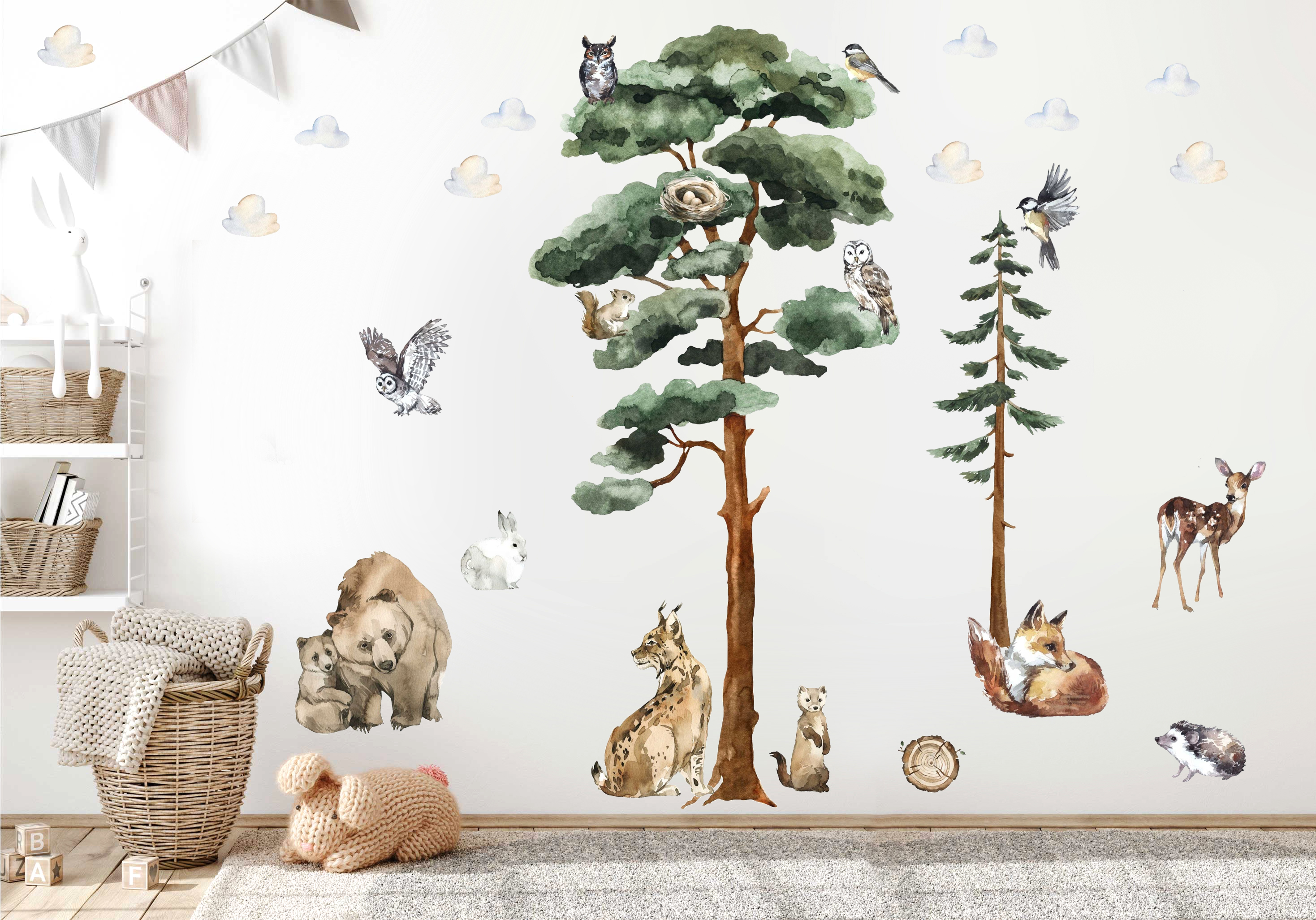Vinilo decorativos - Árboles y animales del bosque 2