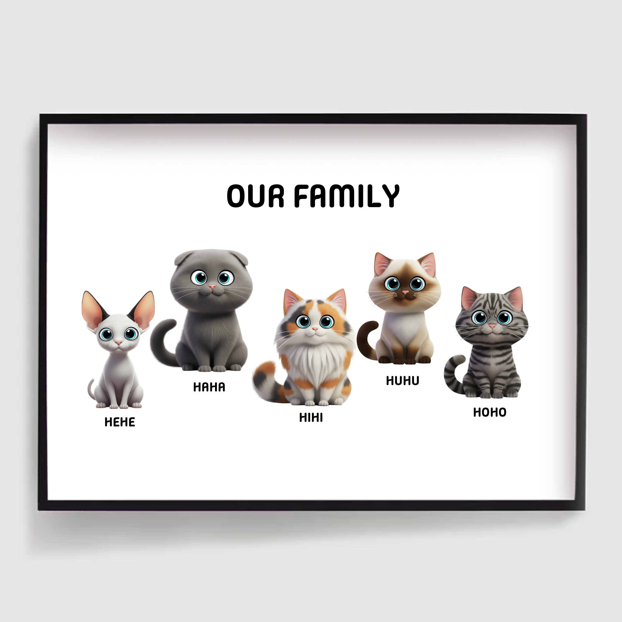 Pósters Personalizados - Póster de Familia de Gatos - 2-5 Gatos