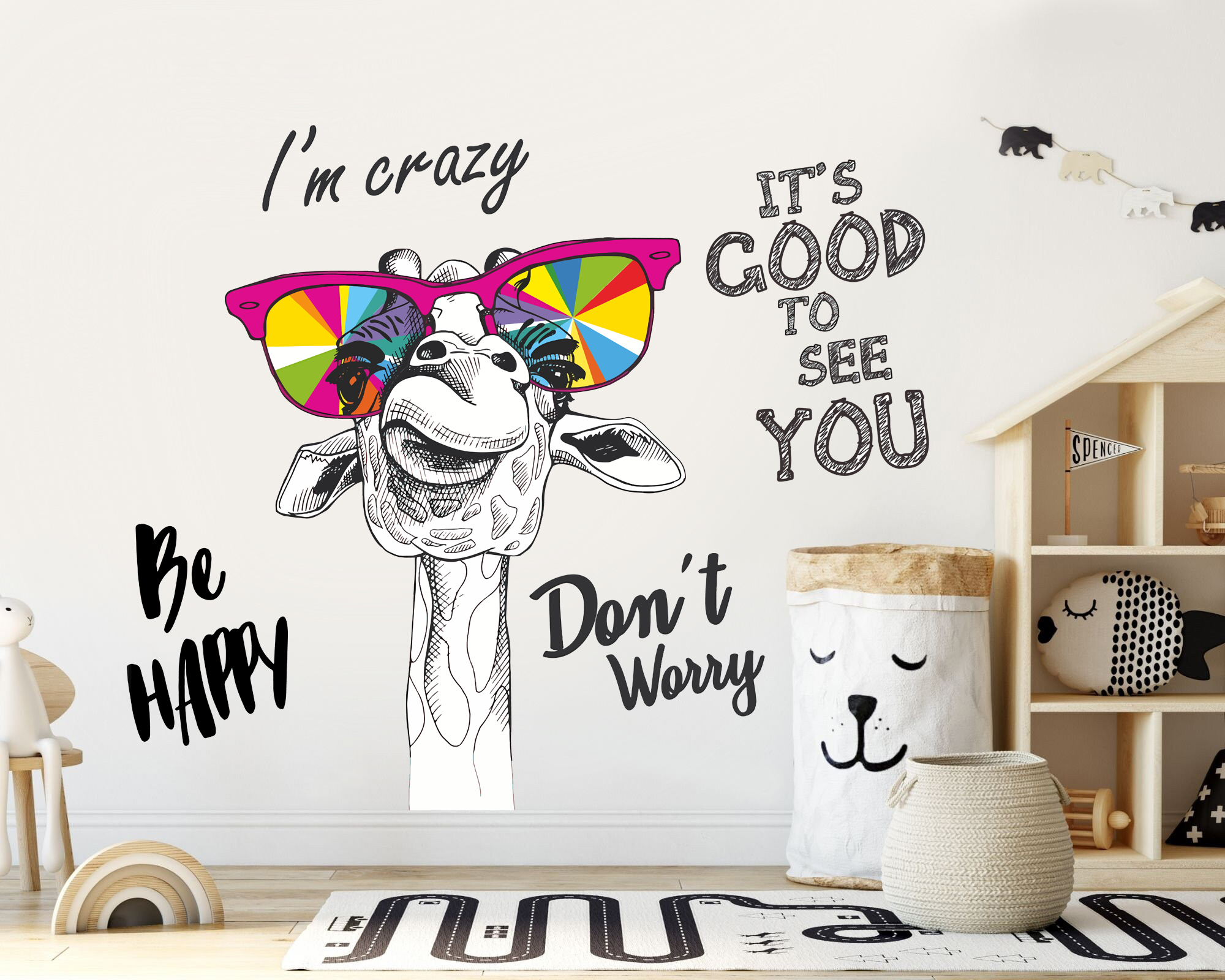 Vinilo decorativo - Dont Worry Be Happy / Jirafa / 02