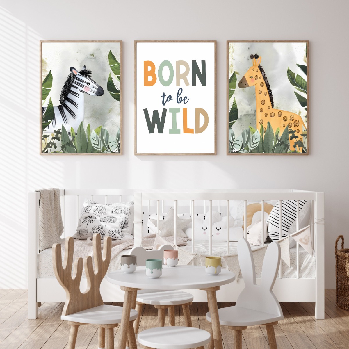 Pósters - Cebra y Jirafa / BORN to be WILD / Juego de 3