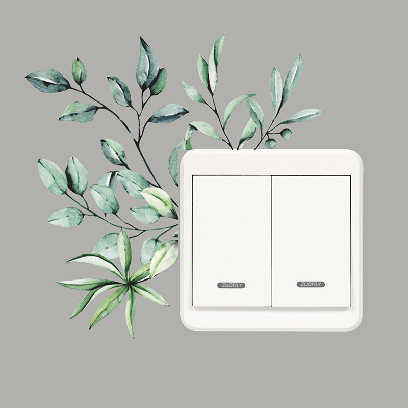 Adhesivo para interruptores - Hojas de color verde pálido