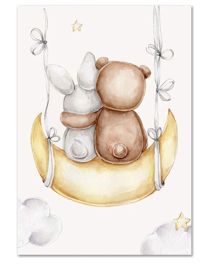 Pósters - Oso y Conejo Columpiándose