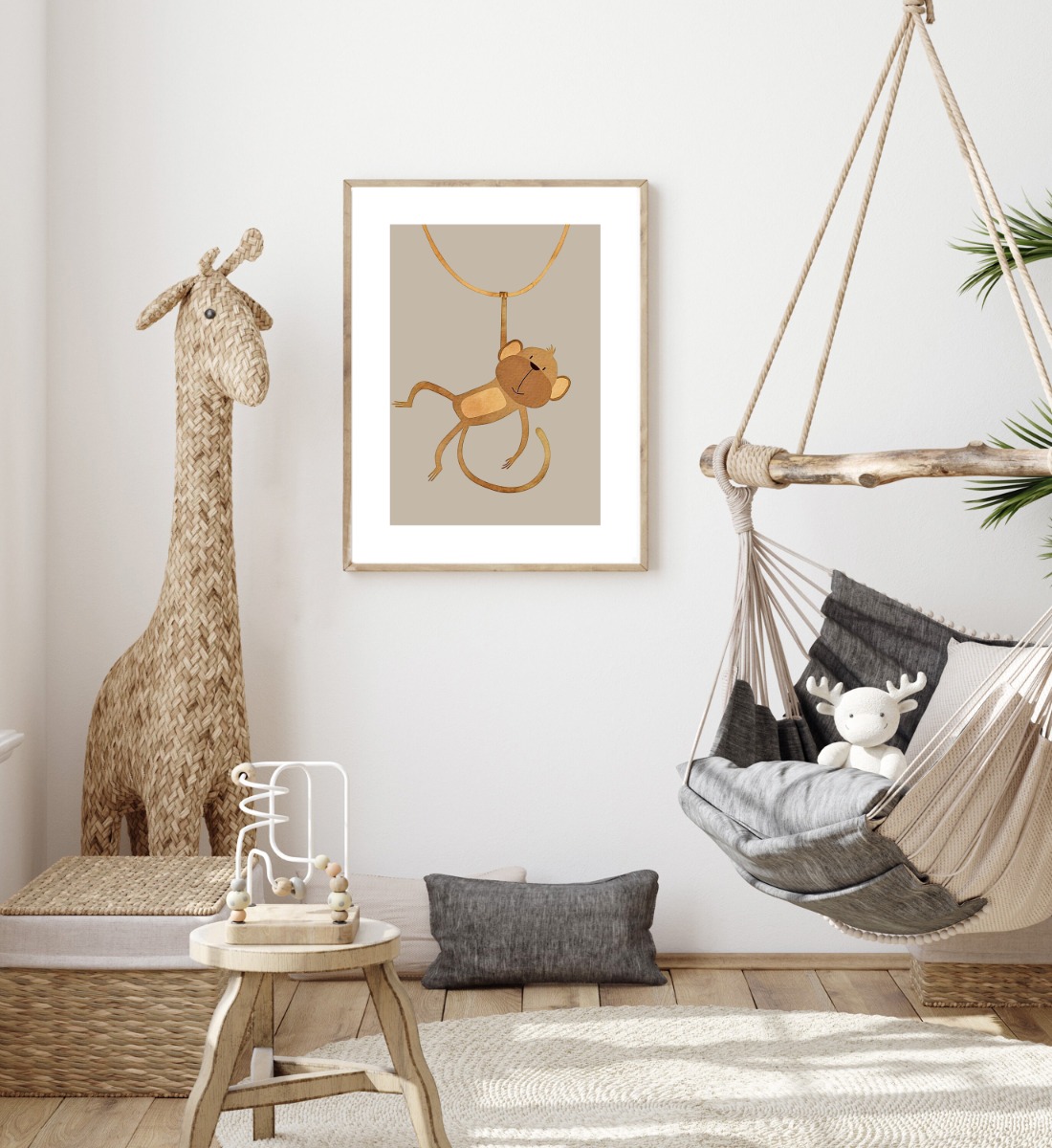 Póster - Dormitorio infantil nórdico / Mono