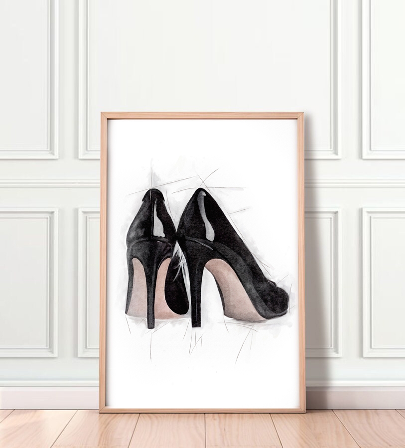 Póster - Tacones altos negros / Empaquetado plano