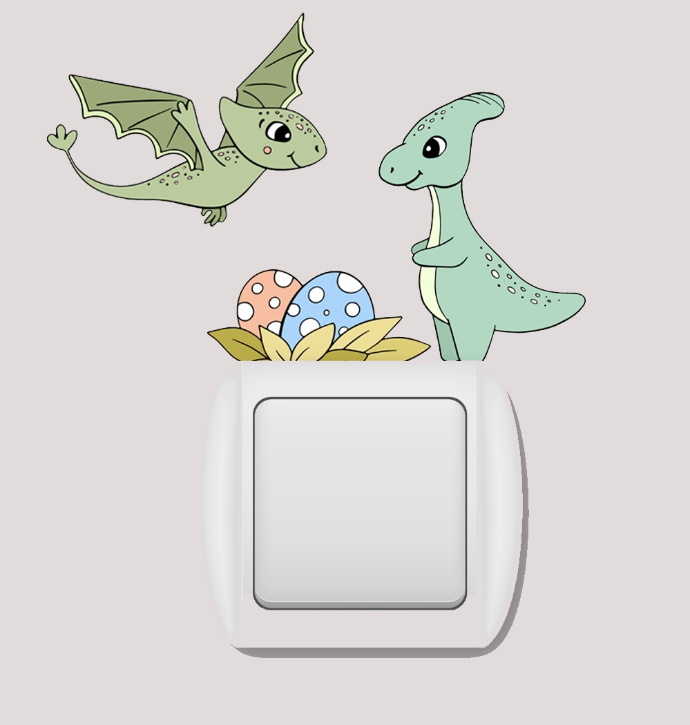 Vinilo decorativo - Dinosaurio con Huevos / Decoración Lámpara