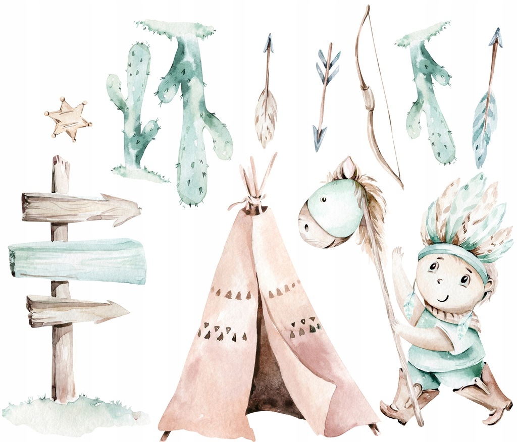 Vinilo decorativos - Tipi indio / Cactus
