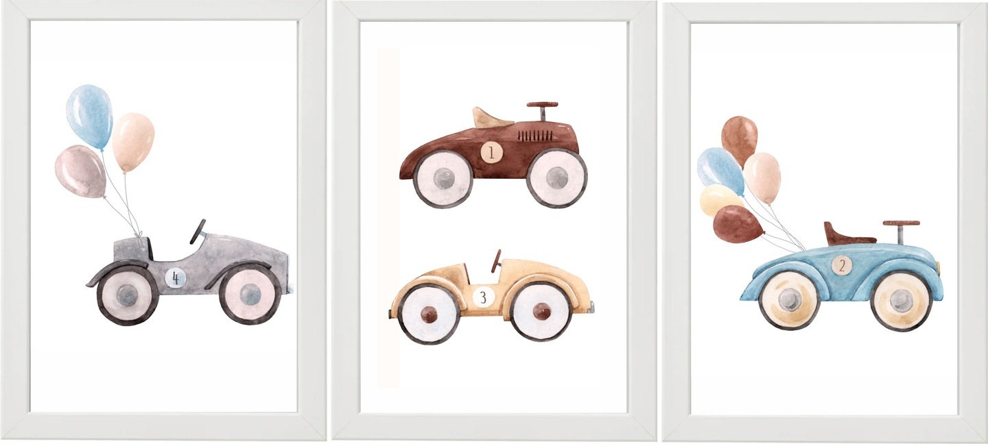 Afiches - Coches retro / Juego de 3