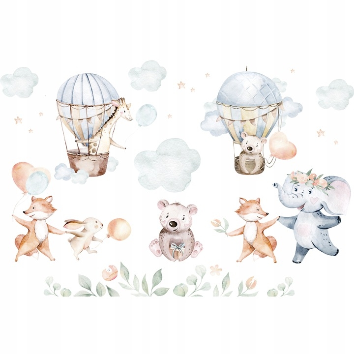 Vinilo decorativo - Animales boho con Globos