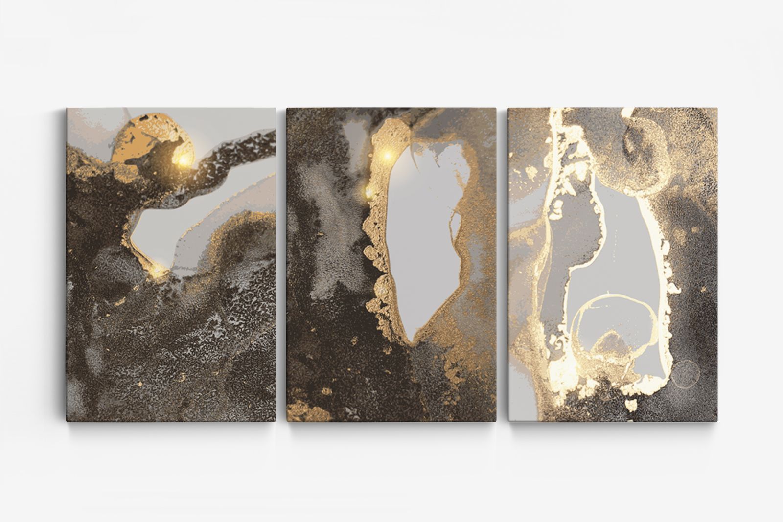 Lienzo de Arte Dorado Abstracto - Set of 3