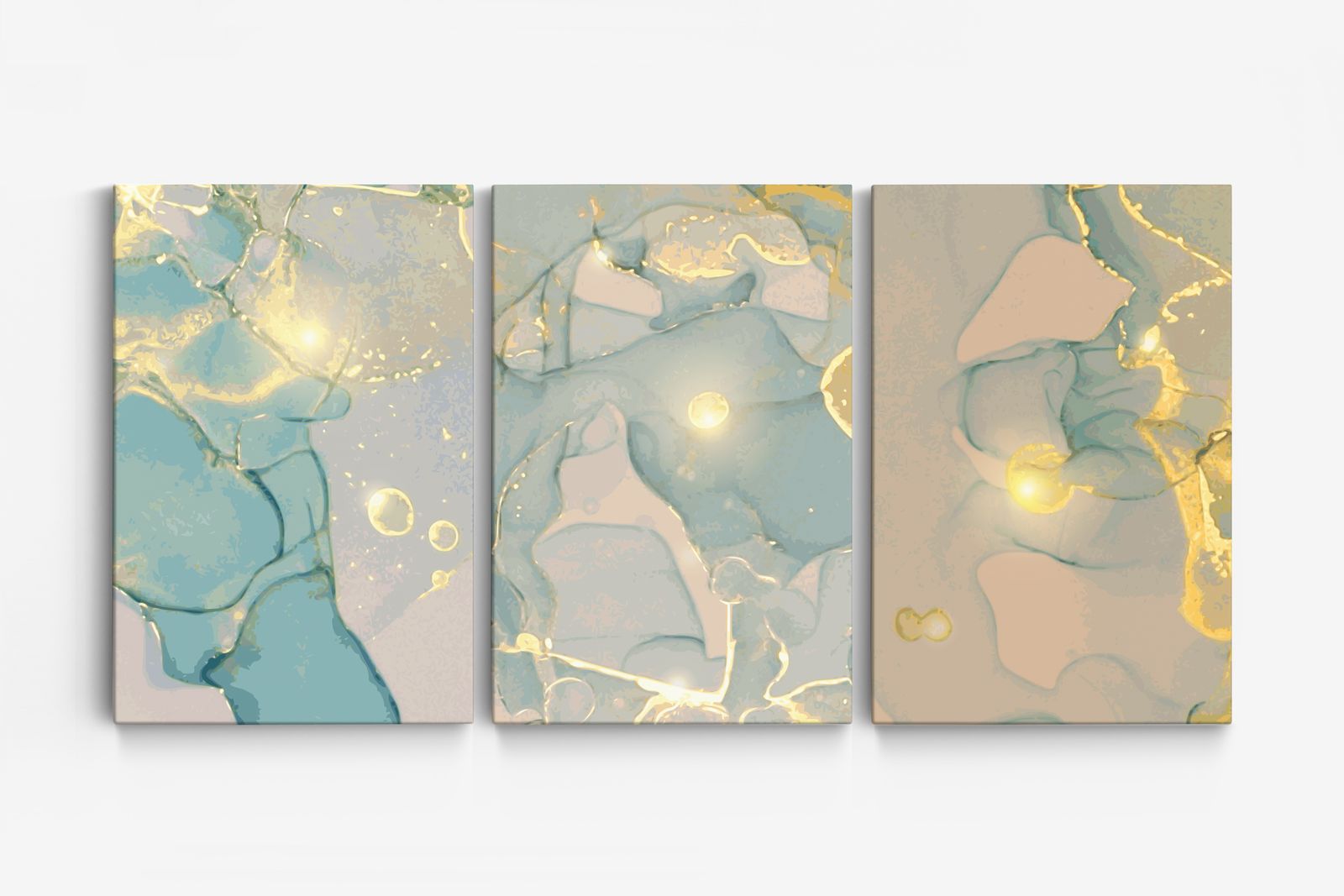 Lienzo Abstracto Azul y Dorado - Conjunto de 3