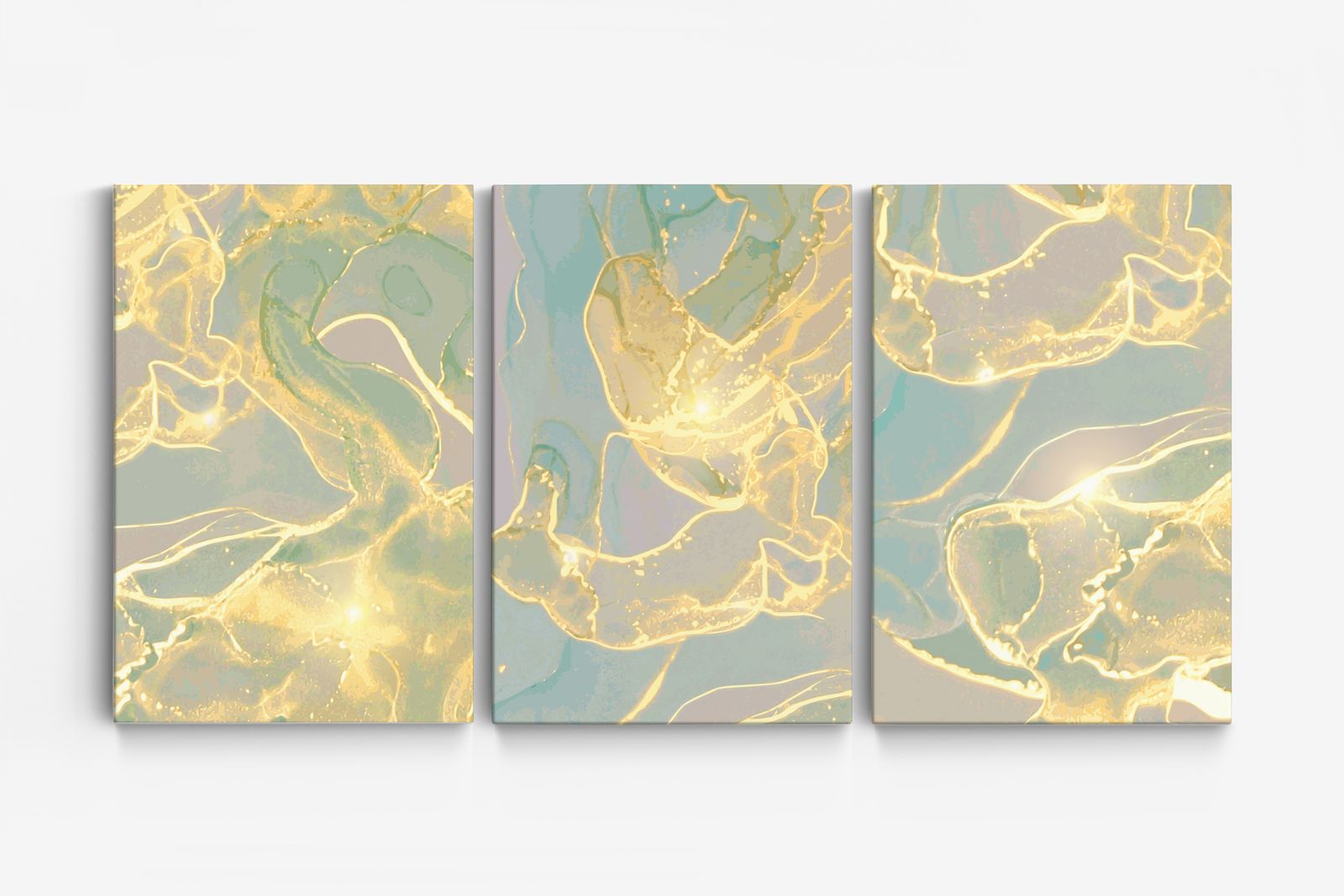 Lienzo abstracto dorado - Juego de 3
