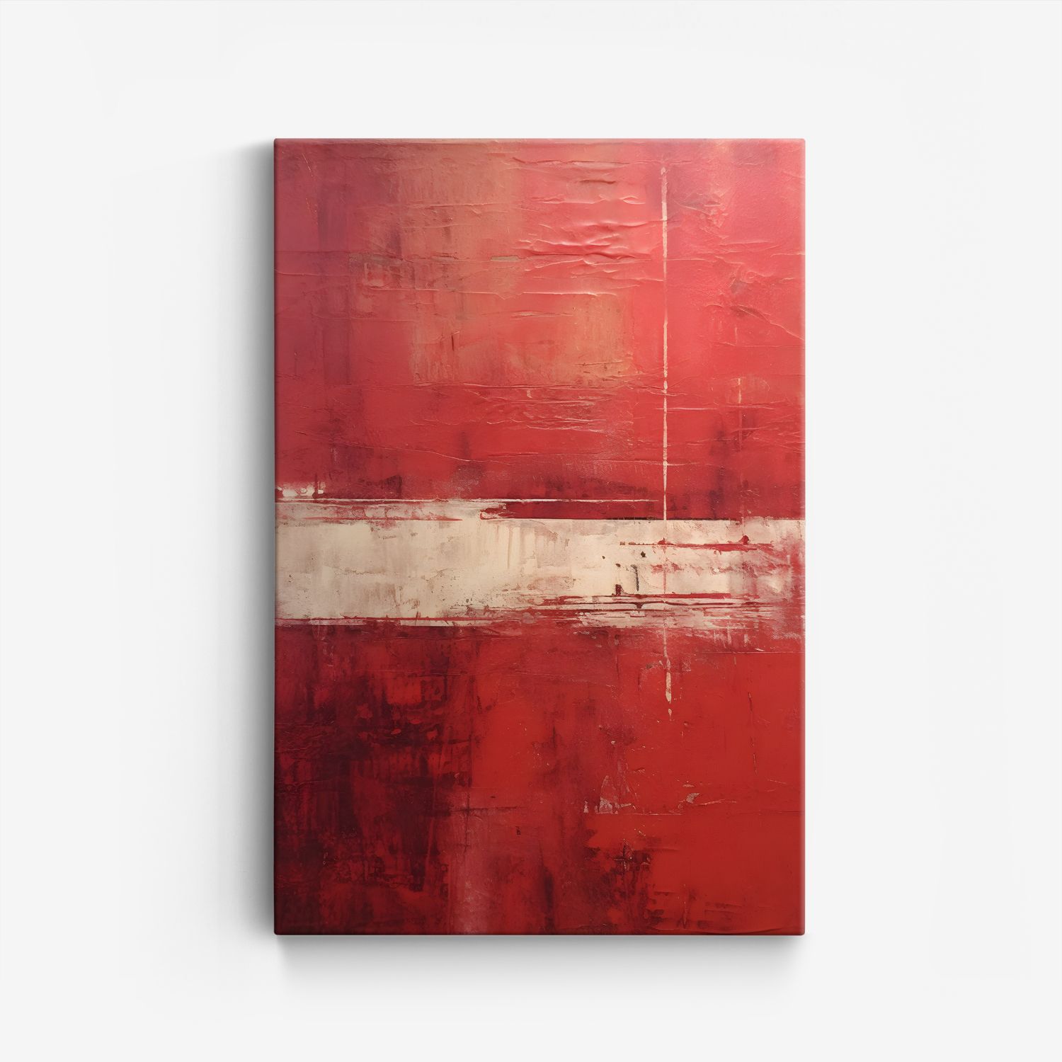 Obra de Arte Abstracta Roja en Lienzo