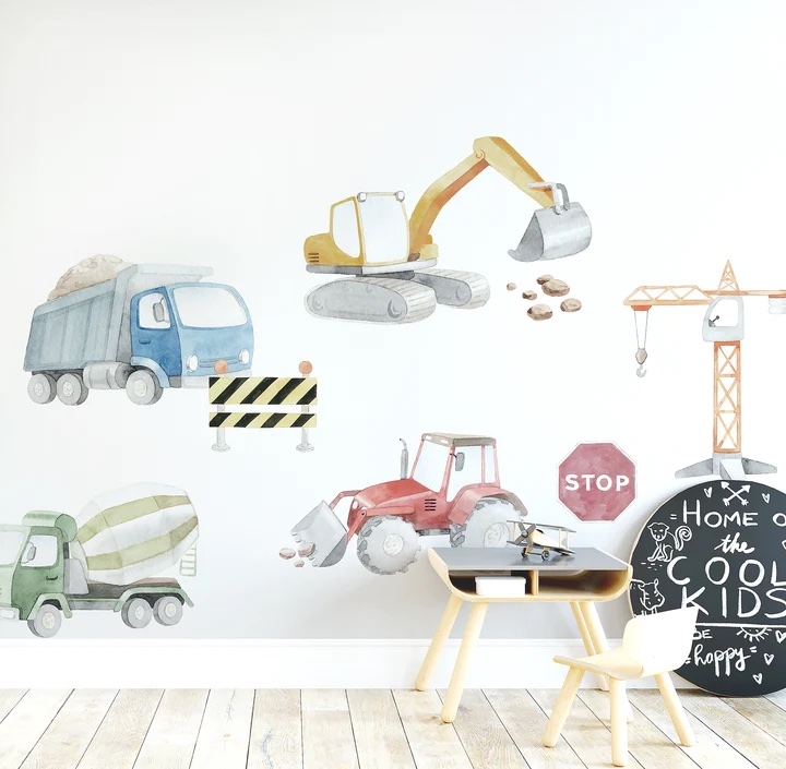 Vinilo decorativo - Camiones de construcción