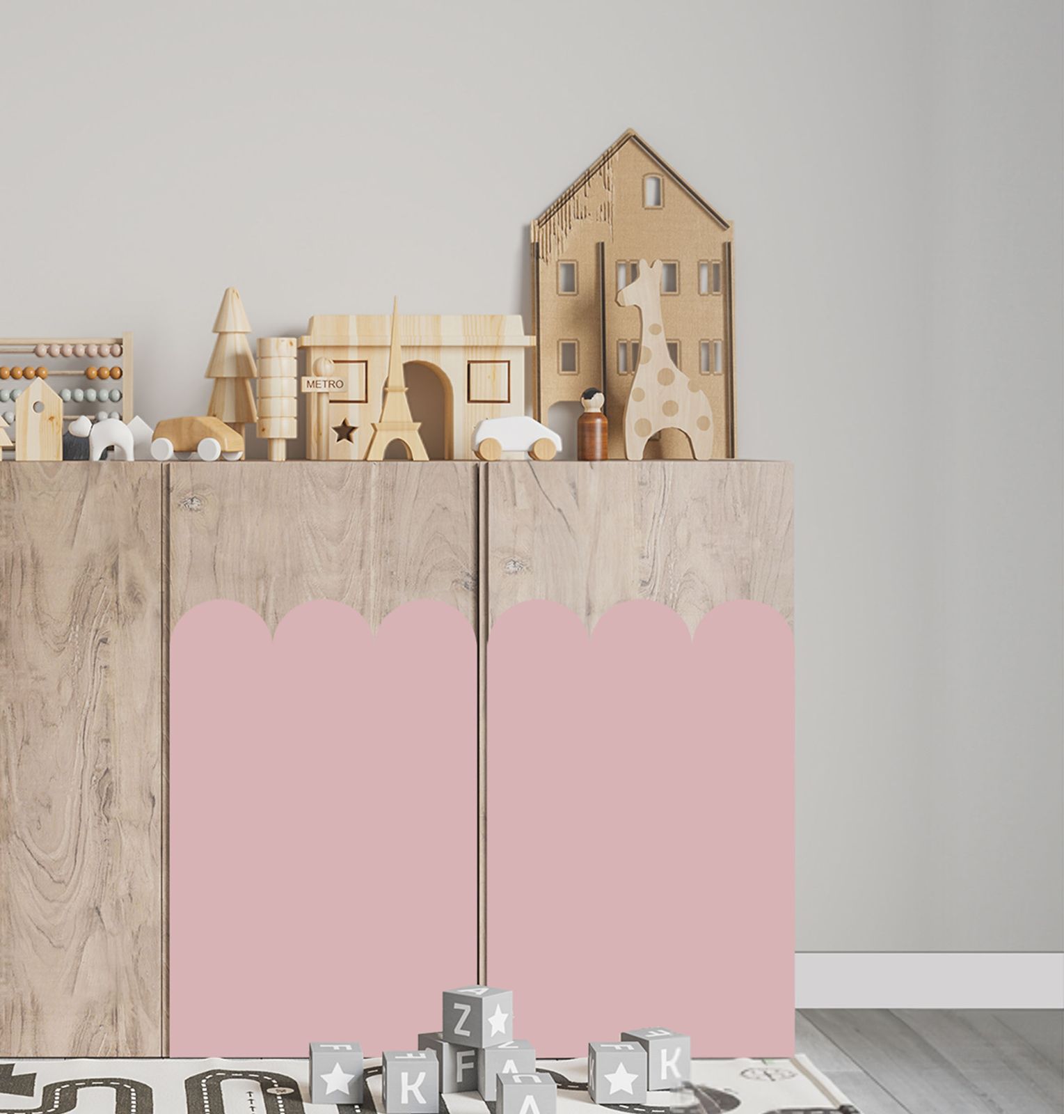 Adhesivo Autoadhesivo – Ivar Gabinete Calcomanía / Diseño Rosado de Escalope