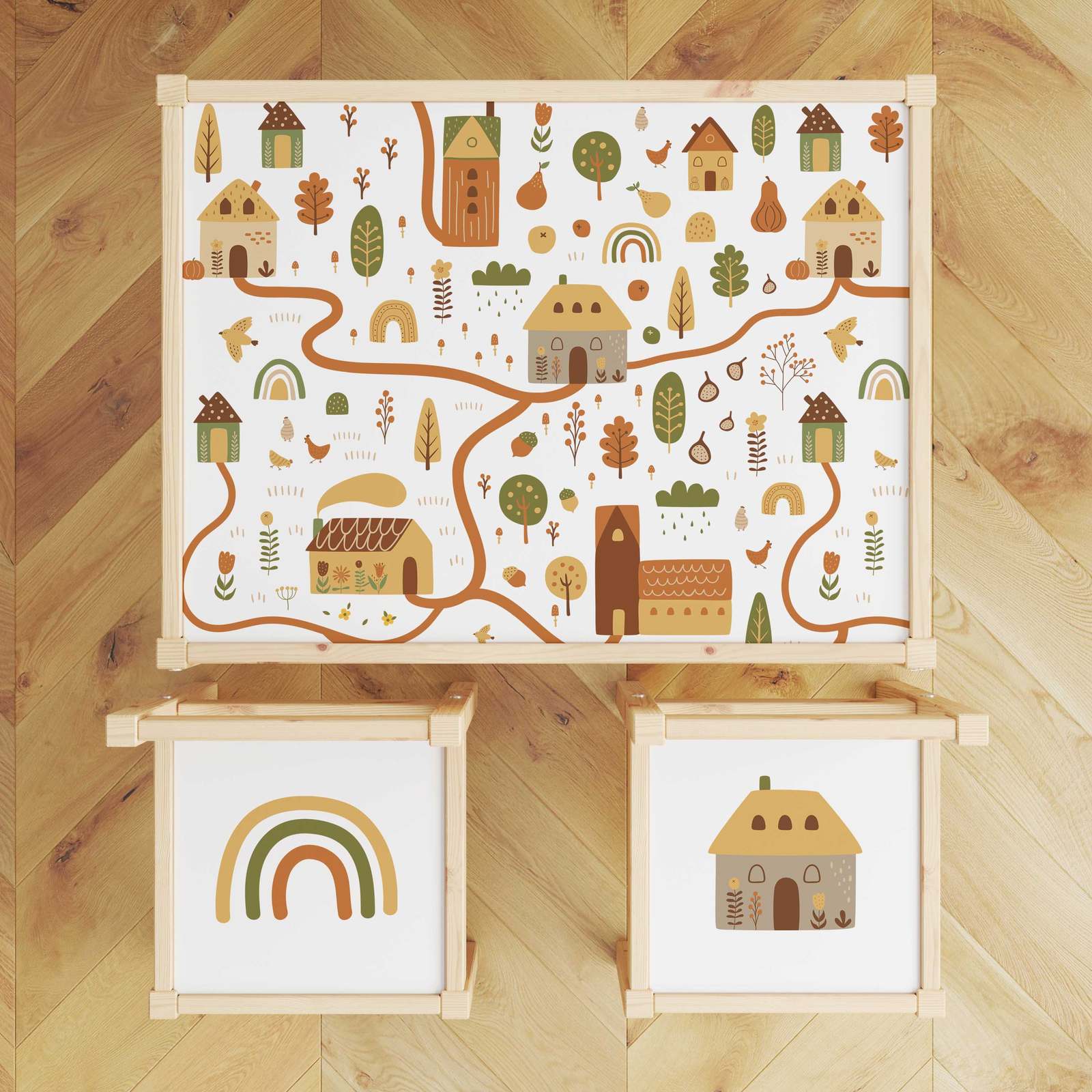 Pegatina Autoadhesiva – Lätt Set Top Decal / Diseño de Aldea Encantador