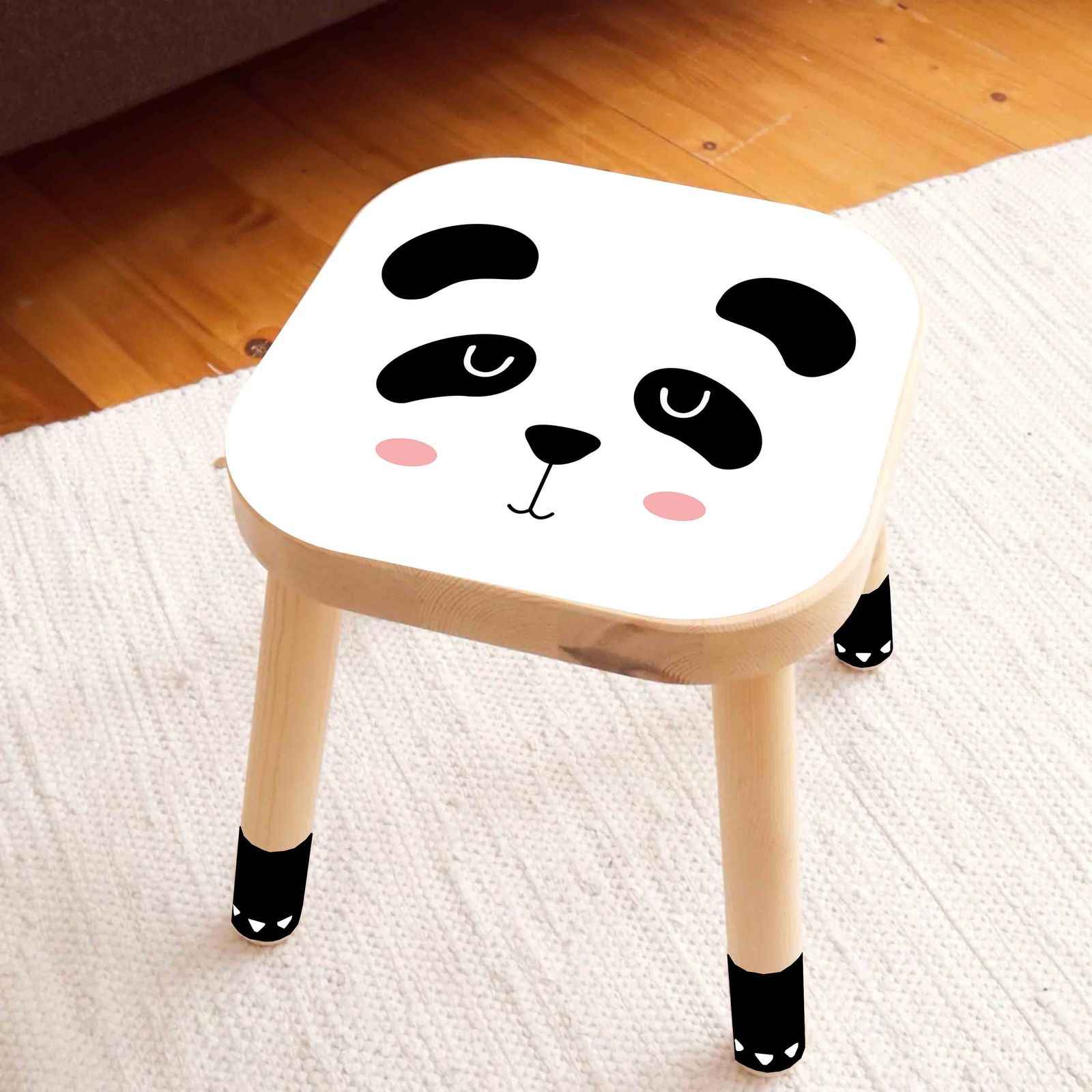 Pegatina Autoadhesiva – Etiqueta del Taburete Flisat / Diseño Panda