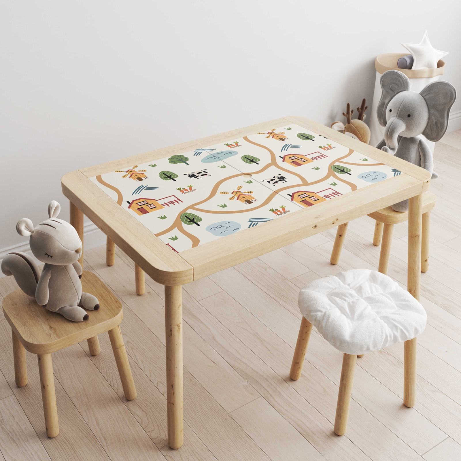 Pegatina Autoadhesiva – Decalco de Mesa Flisat / Diseño de Granja