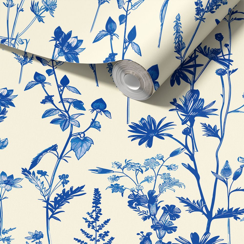 Papel de Contacto Floral Azul Botánico