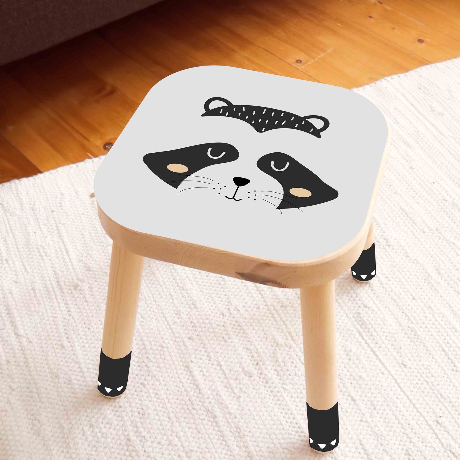 Pegatina Autoadhesiva – Calcomanía para Taburete Flisat / Diseño de Mapache