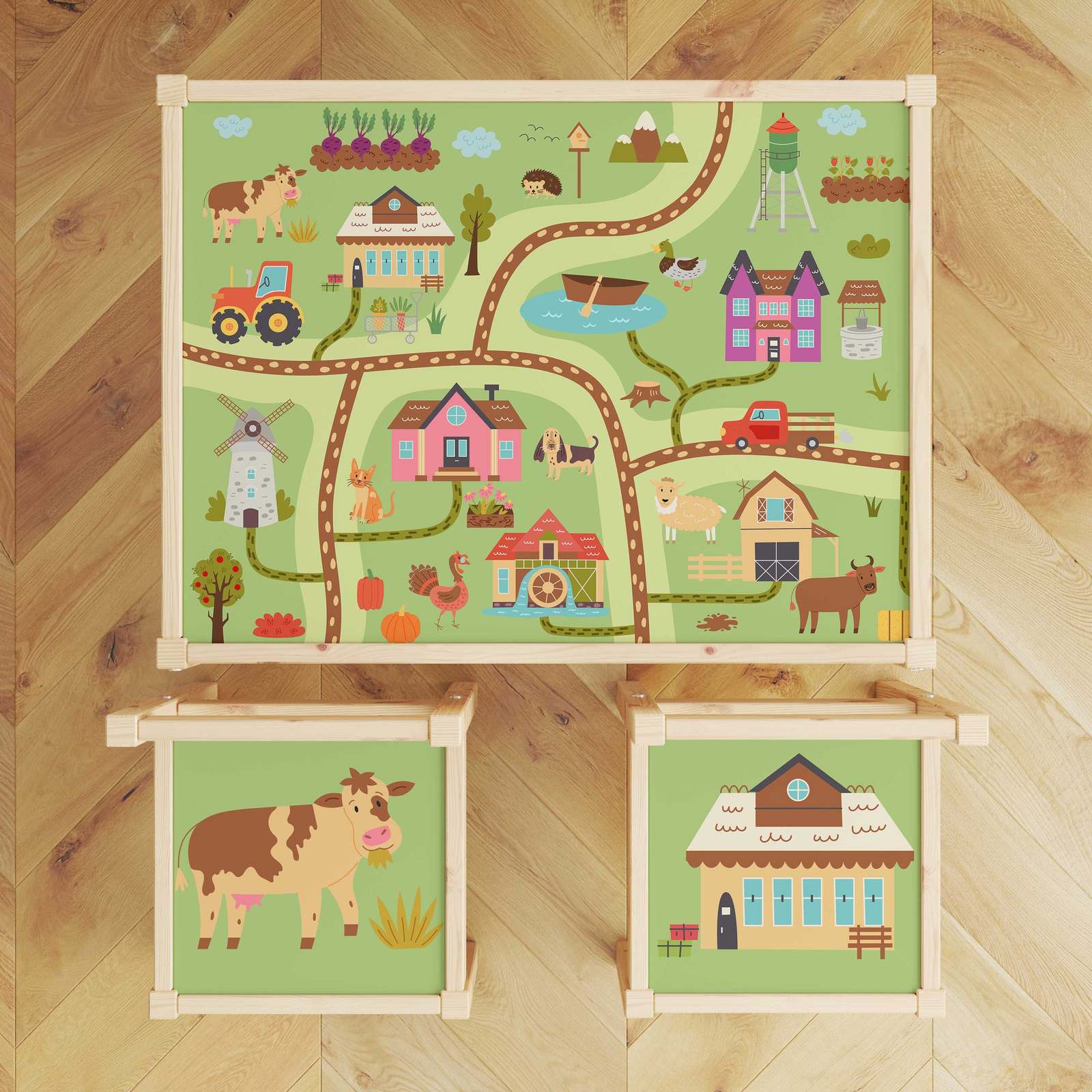 Pegatina Autoadhesiva – Lätt Set Top Decal / Farm Table Cover
