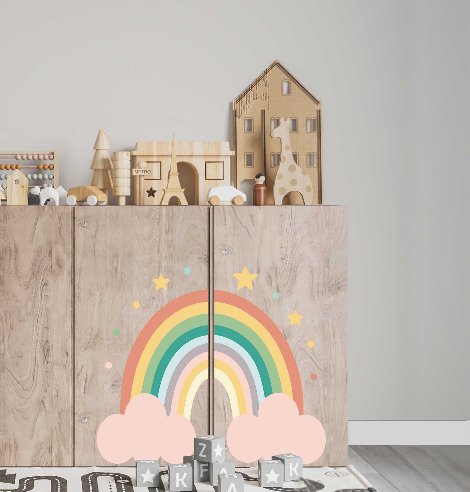 Pegatina Autoadhesiva – Vinilo para Armario Ivar / Diseño de Arco Iris