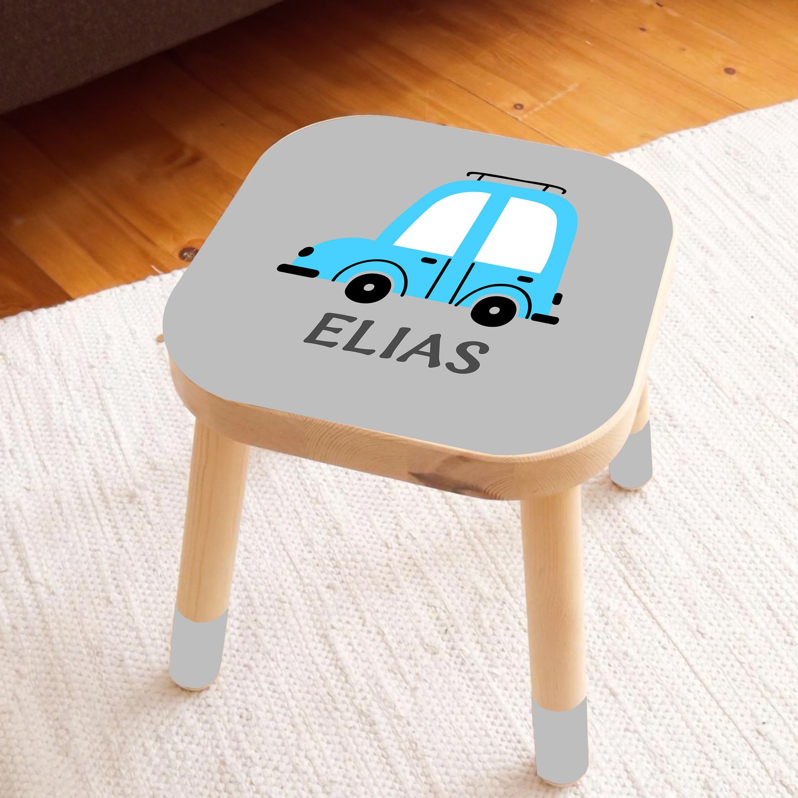 Pegatina Autoadhesiva – Calcomanía Personalizada Taburete Flisat / Diseño Coche Azul