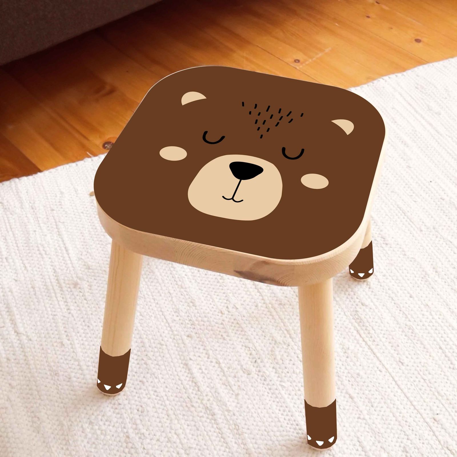 Pegatina Autoadhesiva – Calcomanía Taburete Flisat / Diseño de Oso