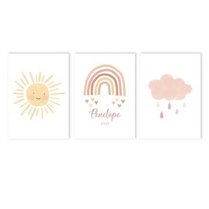  Póster - Arte Abstracto / Texto y Fecha Personalizados / Juego de 3