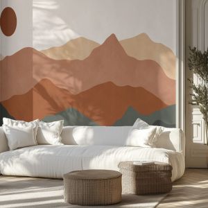 Papel Pintado - Atardecer Montañoso Abstracto