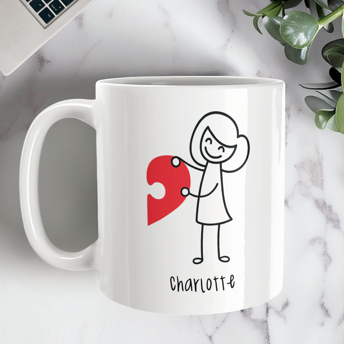 Tazas Personalizadas - Diseño de Corazón de Puzzle
