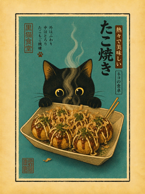Póster - Gato Takoyaki
