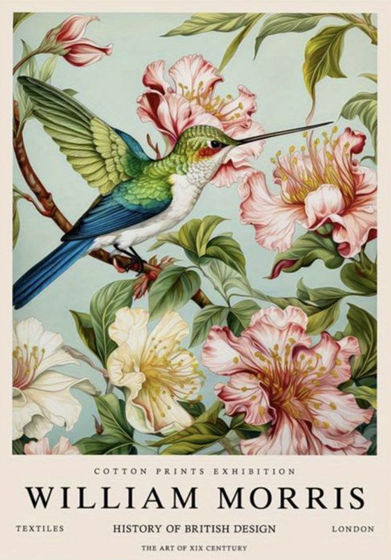 Póster Colibrí William Morris
