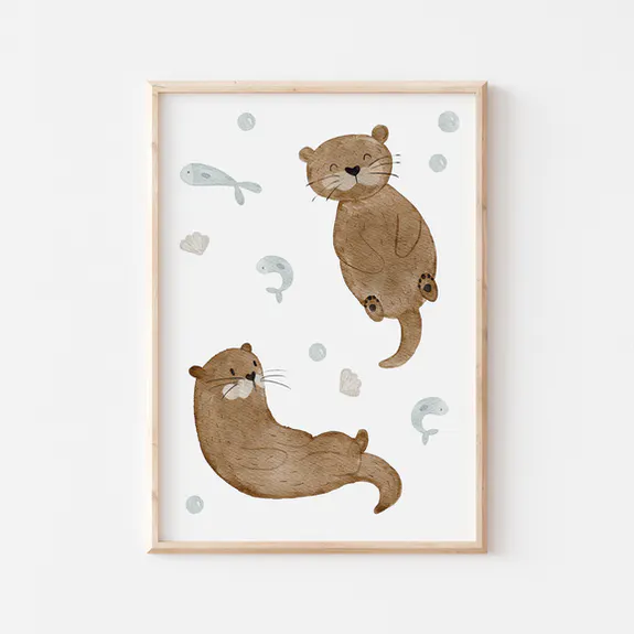 Póster - Nutria con Pescado