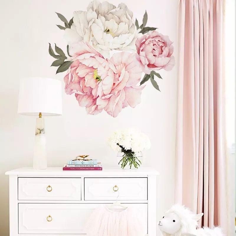 Vinilo decorativo - Flores rosas y blancas