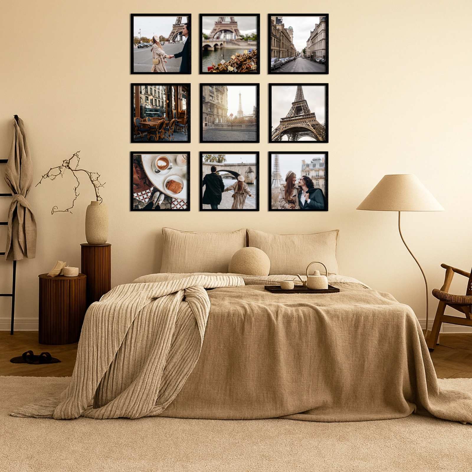 Pared de galería – Subir fotos – 9  pósteres cuadrados con marcos