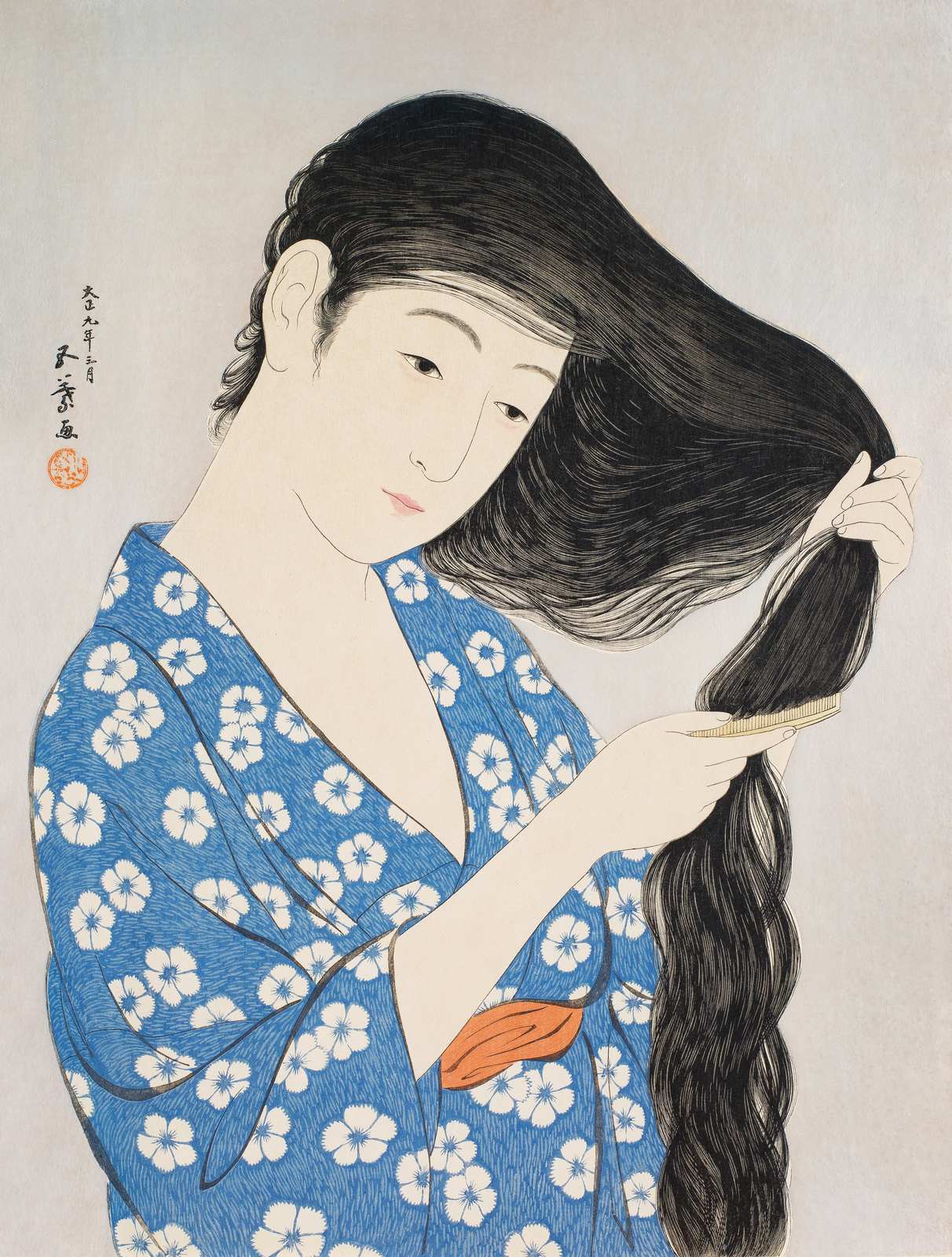 Poster - Mujer Cepillando Cabello
