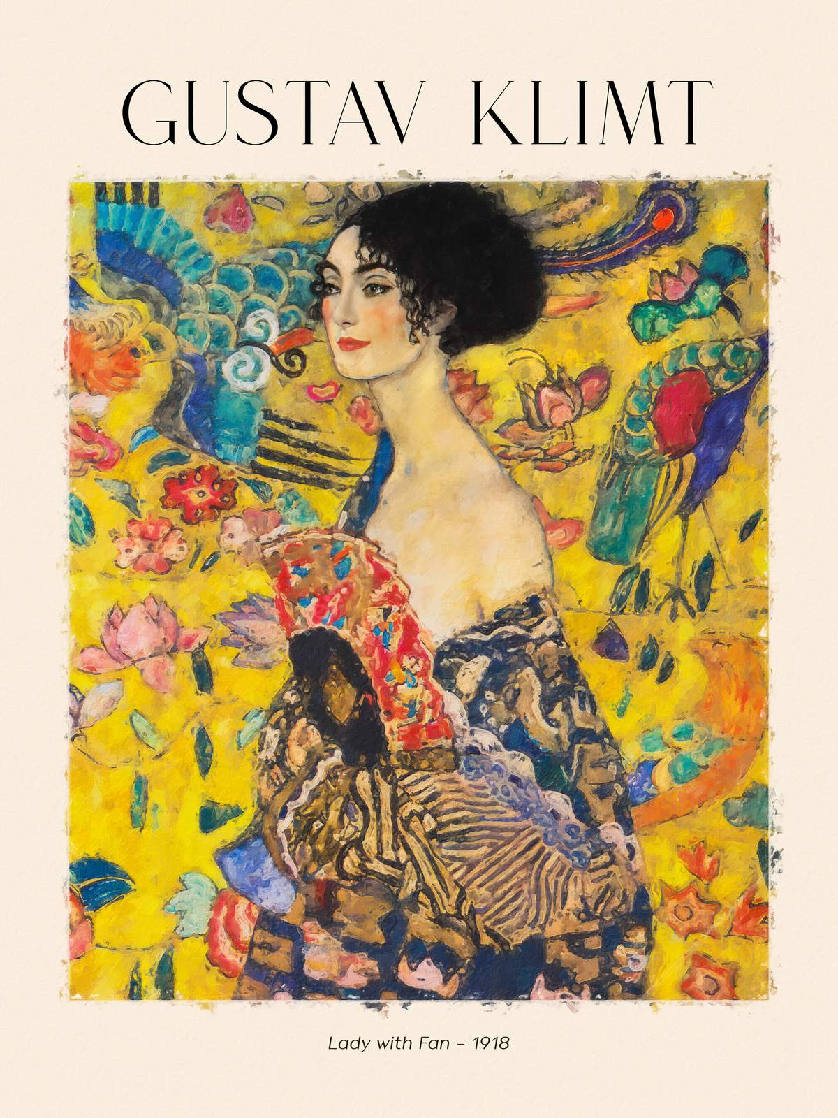 Póster - Gustav Klimt Dama con abanico