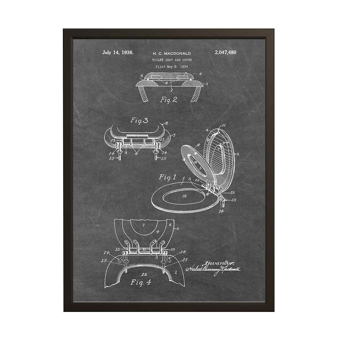 Póster de dibujo de patente - Asiento de inodoro