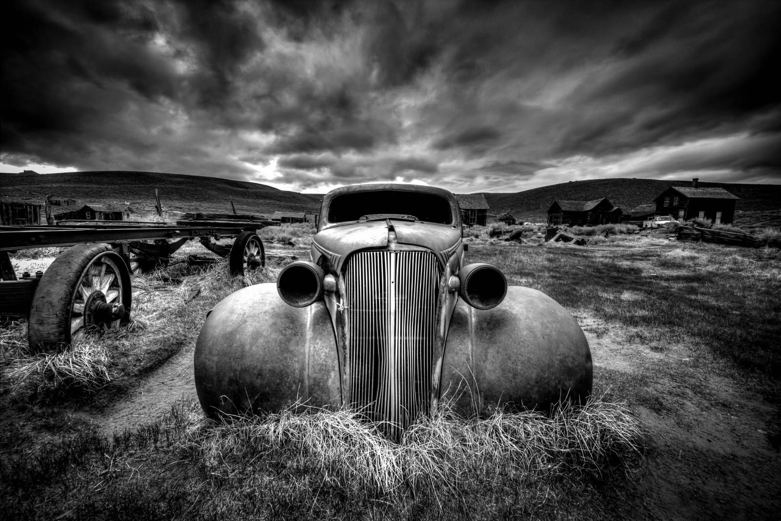 Póster - Coche Vintage en Blanco y Negro