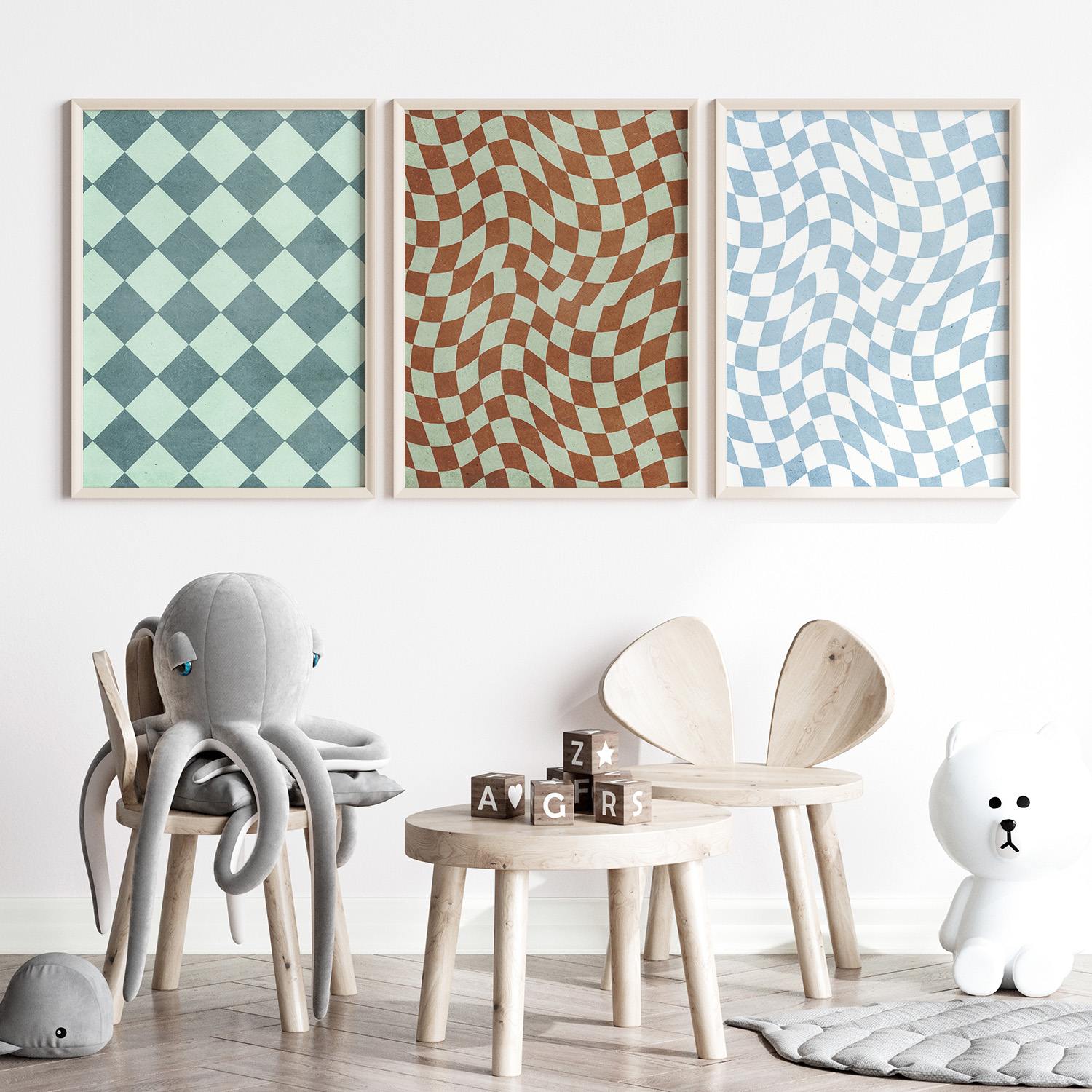 Póster - Ondulado y Cuadrillé Set de 3