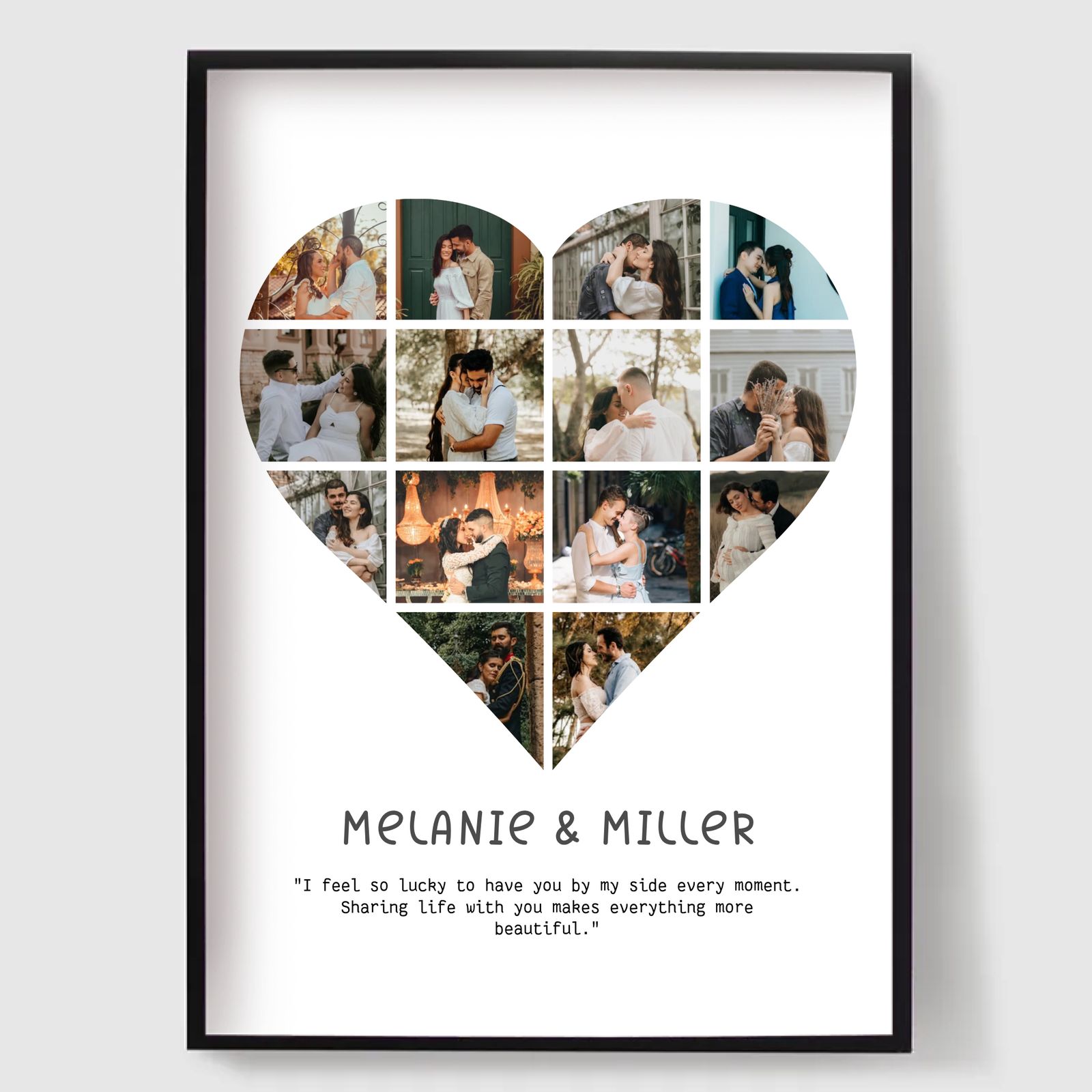 Póster Personalizado - Collage de Fotos en Forma de Corazón - 14 Fotos