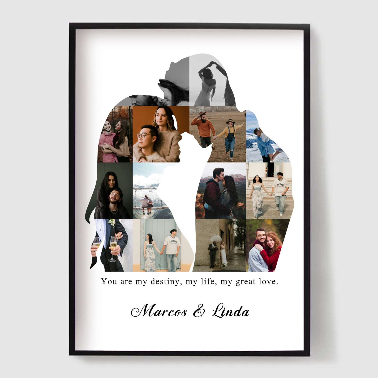 Póster Personalizado - Collage de Fotos en Forma de Pareja