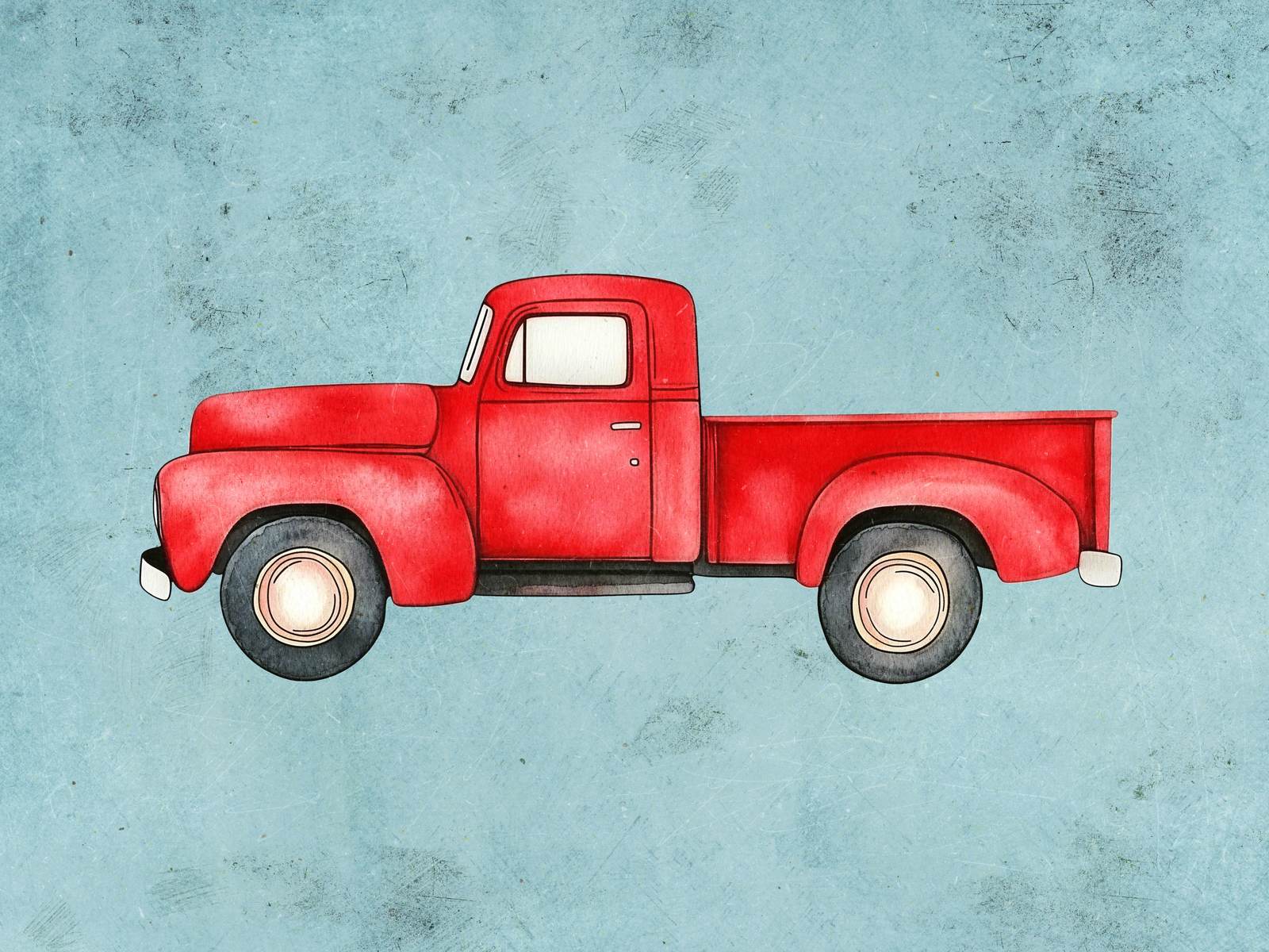 Póster - Camión Vintage Rojo