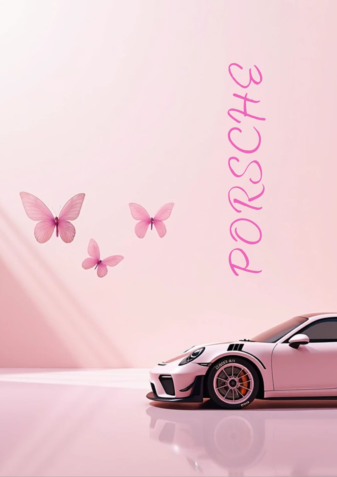 Póster - Coche Rosa y Mariposas