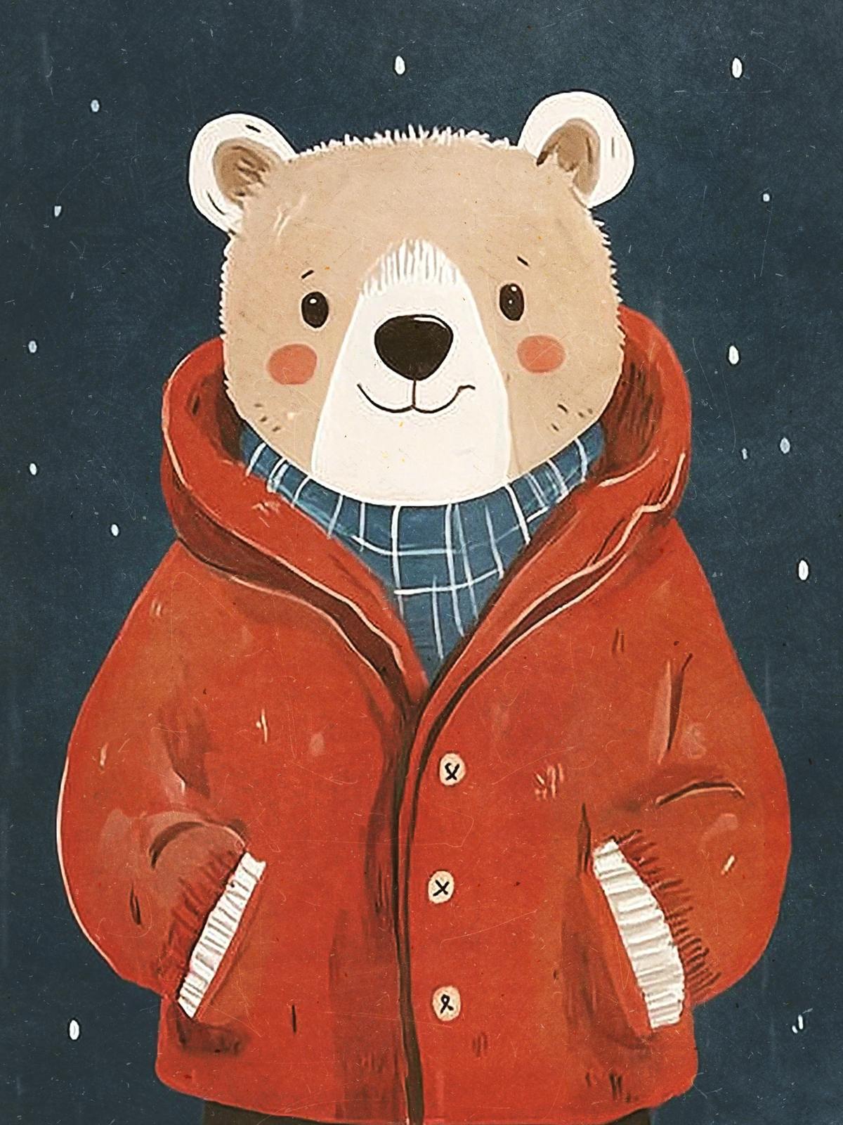 Póster - Oso con Abrigo Rojo
