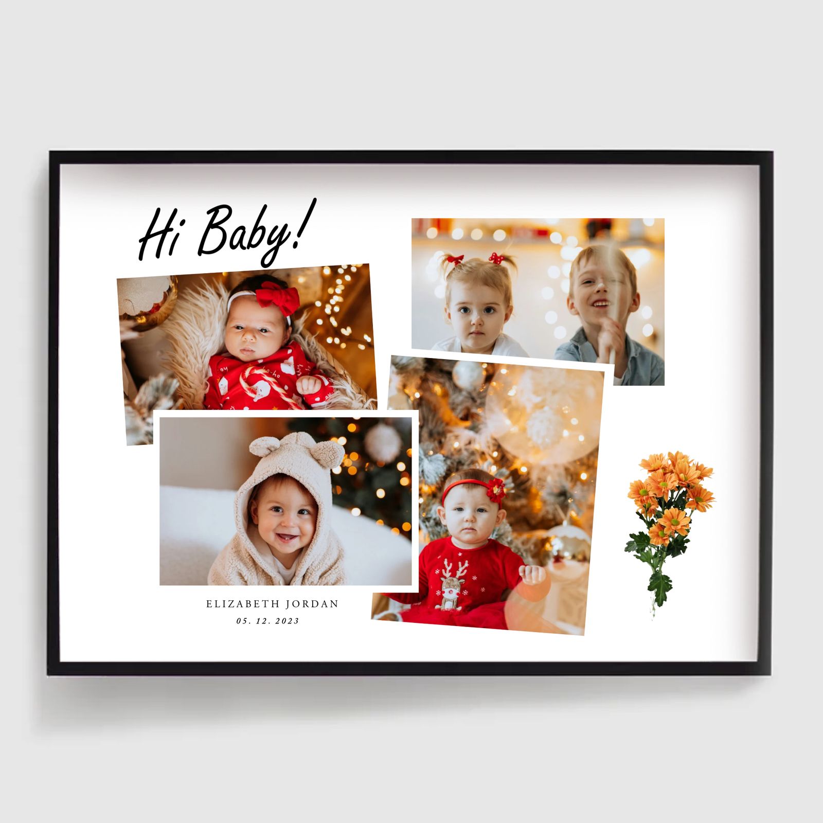 Póster Personalizado - Collage de Fotos de Recién Nacido - Hola Bebé