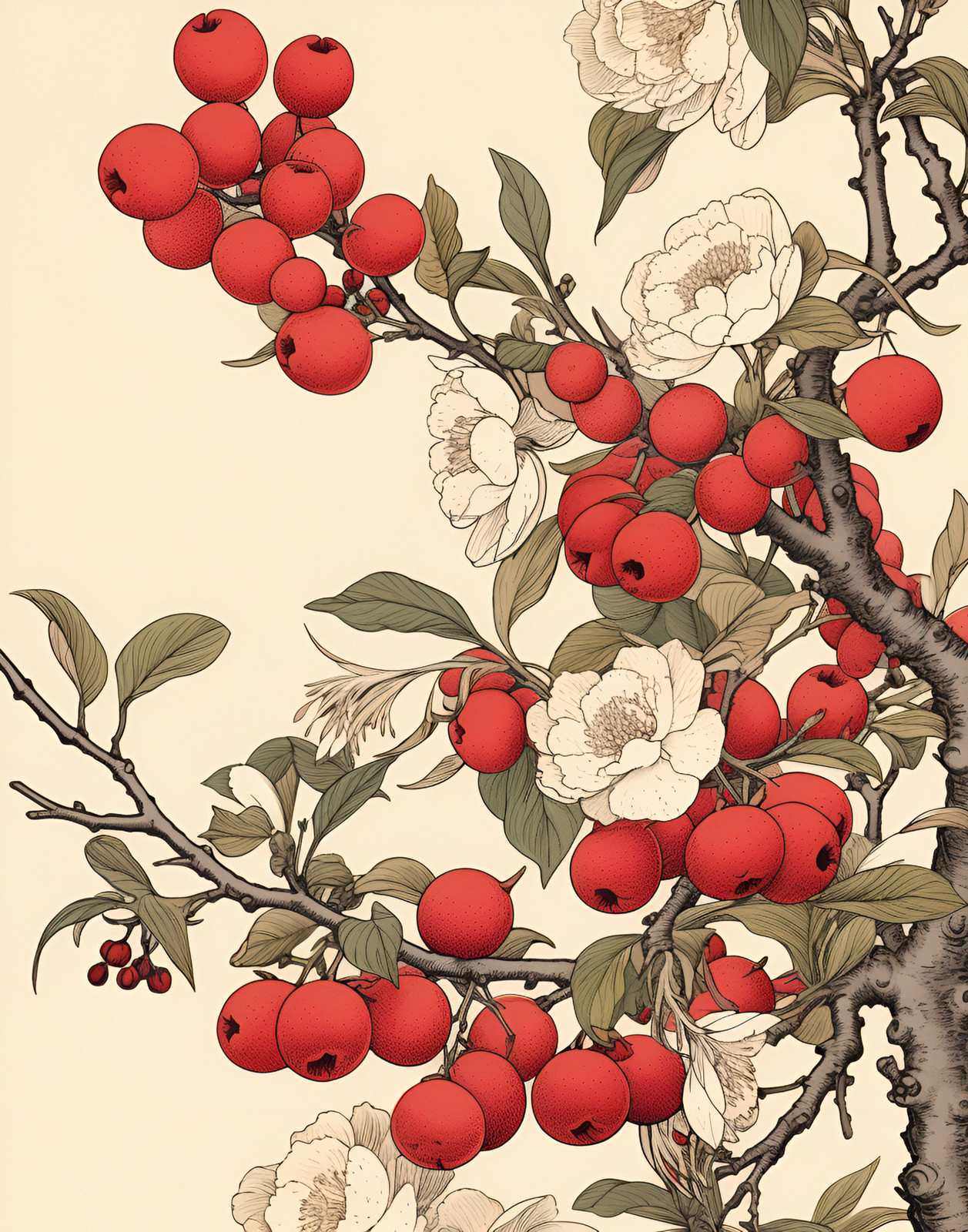 Póster - Ilustración Floral Roja