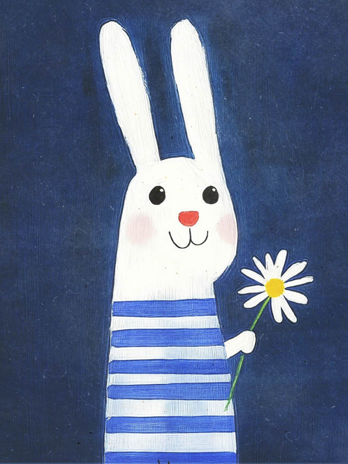 Póster - Conejo con Flor