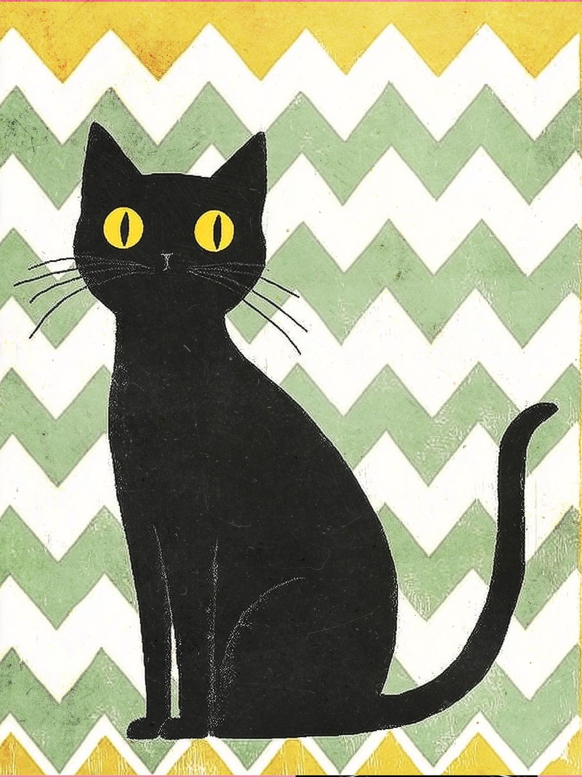 Póster - Gato Negro en Zigzag